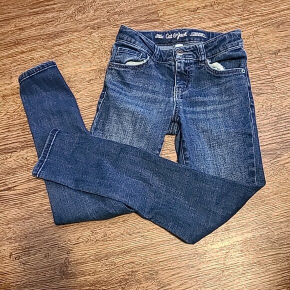 Cat & Jack Skinny Denim 5-Pocket Jeans Girls Size 10 Pre-Owned School Stretchy‎ - Picture 2 of 8